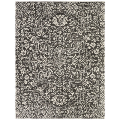 Vivian Charcoal Oriental Medallion Area Rug