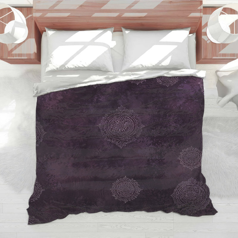 Édredon mauve à motif ornemental, Queen
