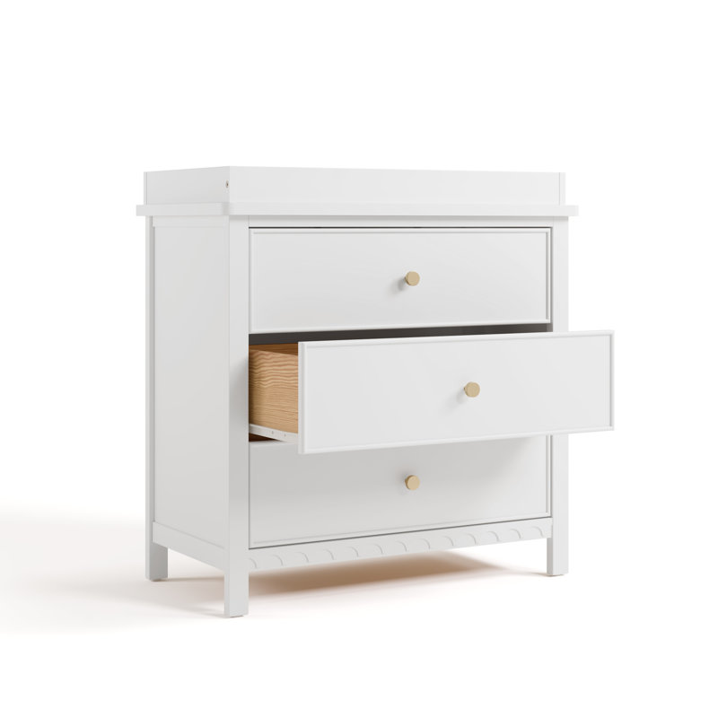 Commode 3 tiroirs avec plateau à langer Sasha, Blanc