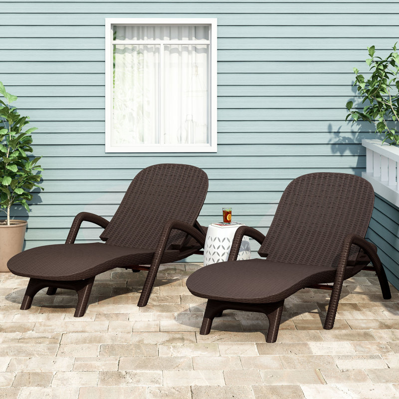 Chaise longue inclinable 76,5 po, 2, Marron foncé