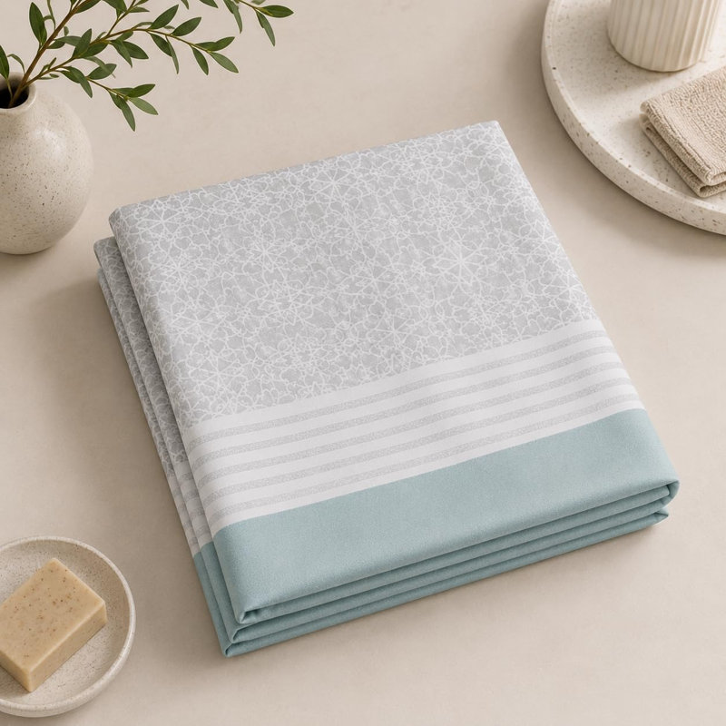  Rideau de douche Dreamology 72 x 72 po, mélange de coton épais pour plus d'intimité | Conception imprimée élégante (crochets non inclus)