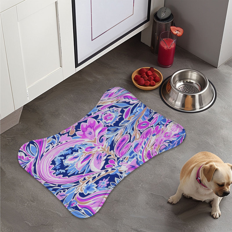 Preppy Patterns - 1 Piece Bone Shape Feeding Mat, 18"