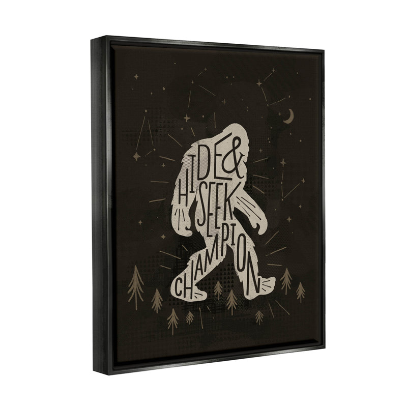 «Hide and Seek Champion Bigfoot pourtant» - cadre flottant, impression sur toile, H 21 po x l 17 po x P 1,7 po