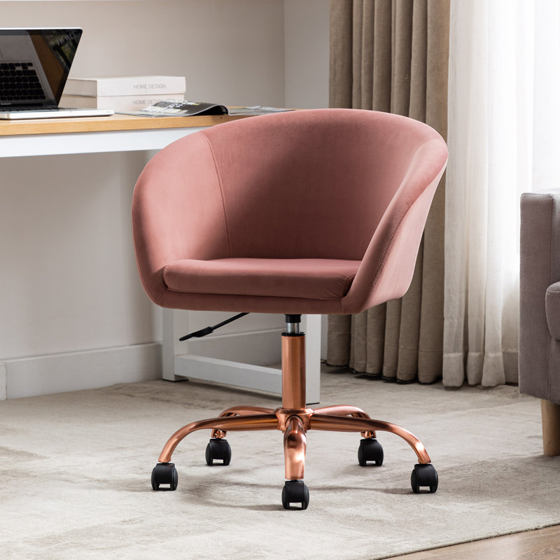 Chaise de travail en velours Ailsa, Rose / Or, Rose