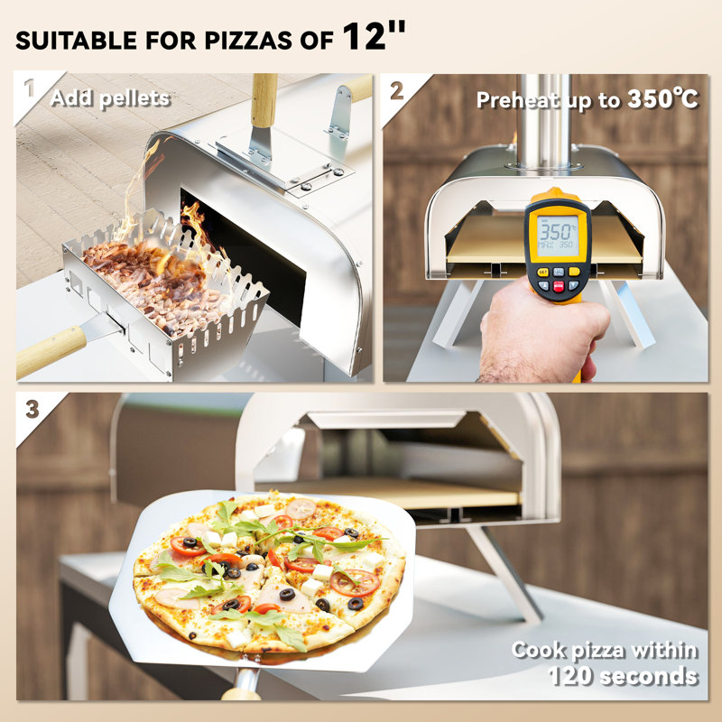 Outsunny Stainless Steel Countertop Wood Pellets Pizza Oven