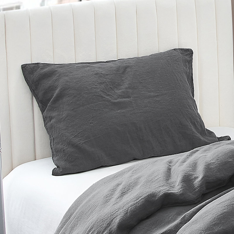 Solid Color 100% Linen Sham, King, Gray