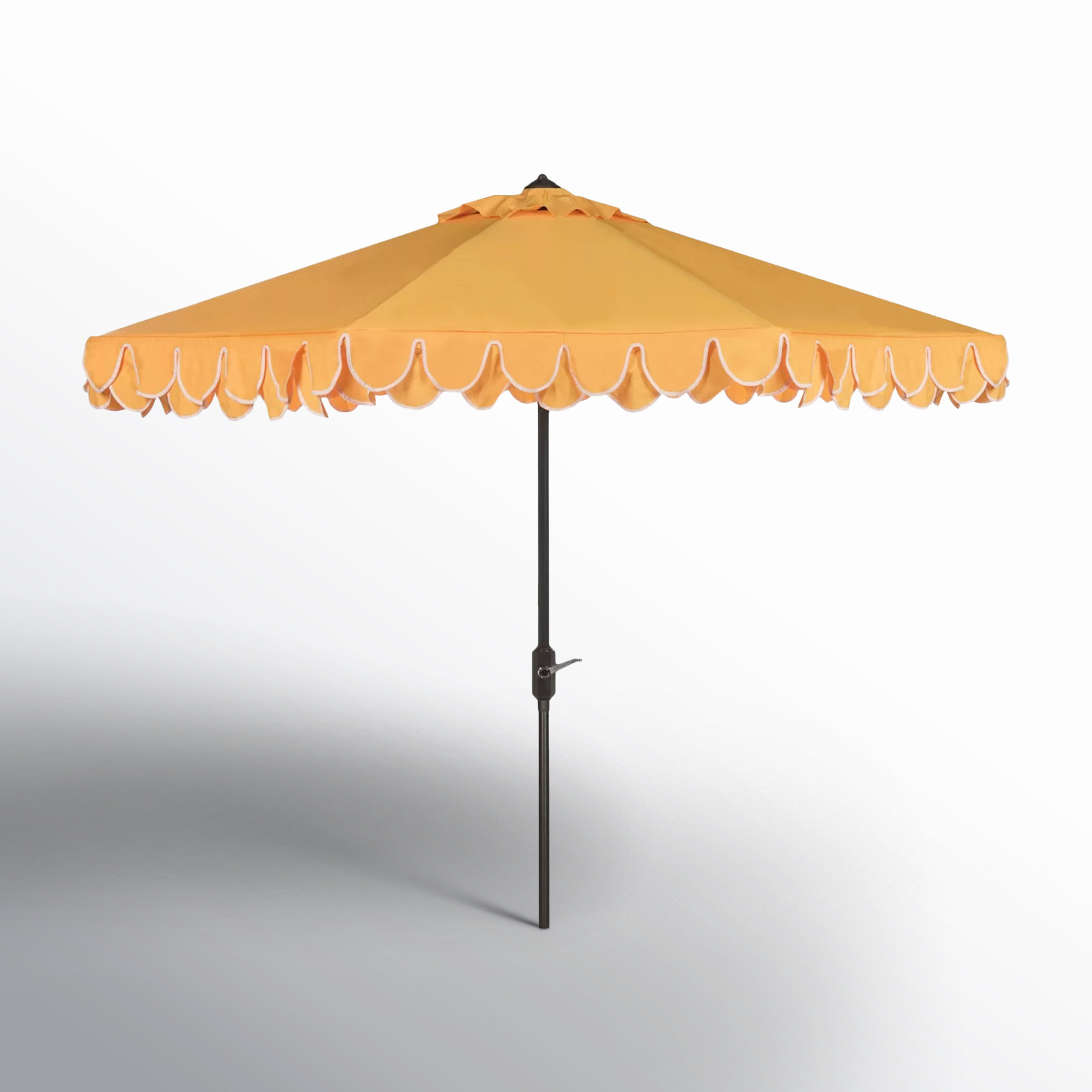 Iago 9' Market Umbrella, Yellow/White, Brown