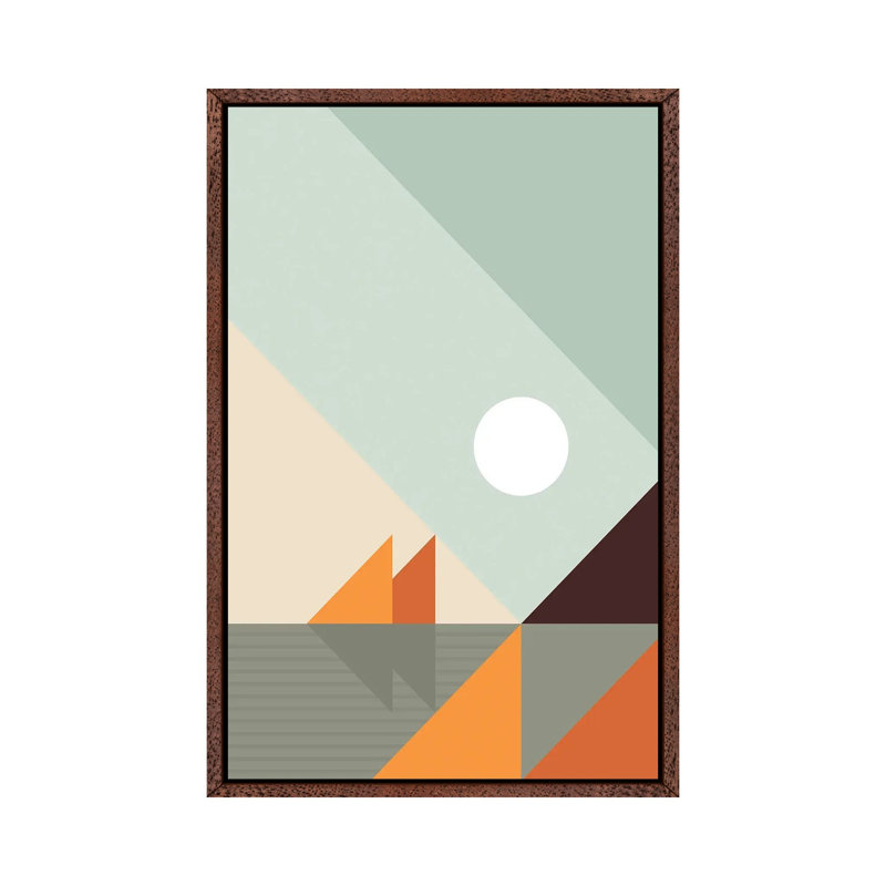 Geometric Landscape XXIV - Print on Canvas, 101.6 cm H x 66.04 cm W, Brown Framed