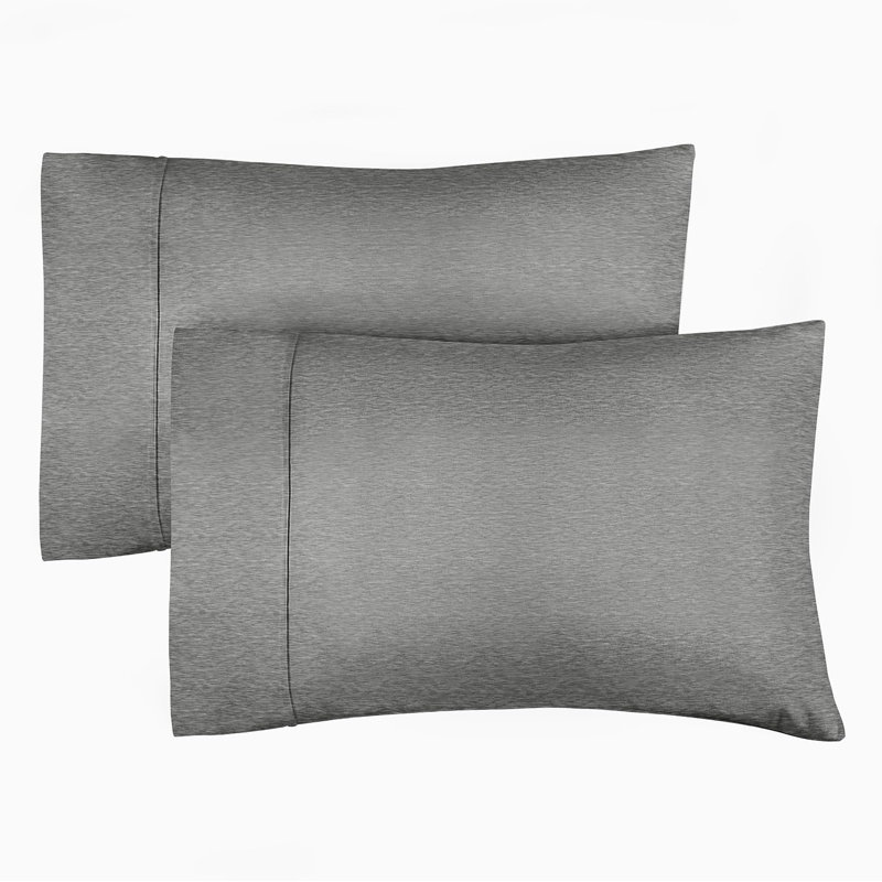 Microfiber Pillowcase Set of 2, Soft Double Brushed Pillow Covers, Breathable & Easy Care, Heathered Gray, Queen