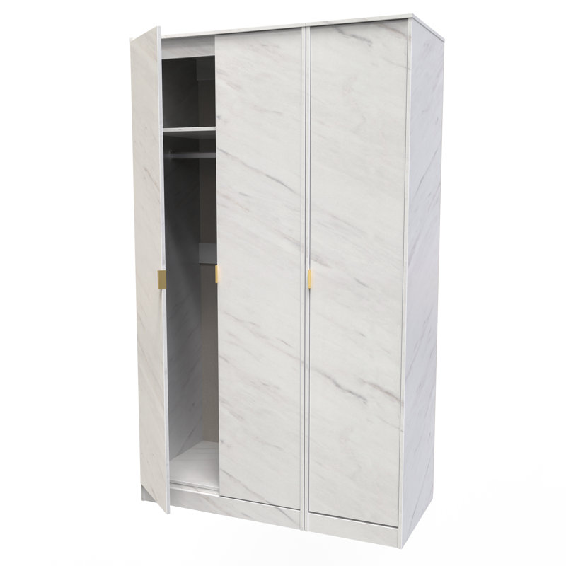 Fully Assembled Hong Kong 2 Door Wardrobe, 182.5cm H x 74cm W x 53cm D, Marble