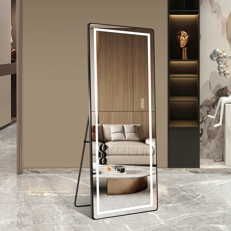 Aluminum Alloy Thin Frame LED Full-Length Floor Accent Mirror - Dimmable, Illuminated