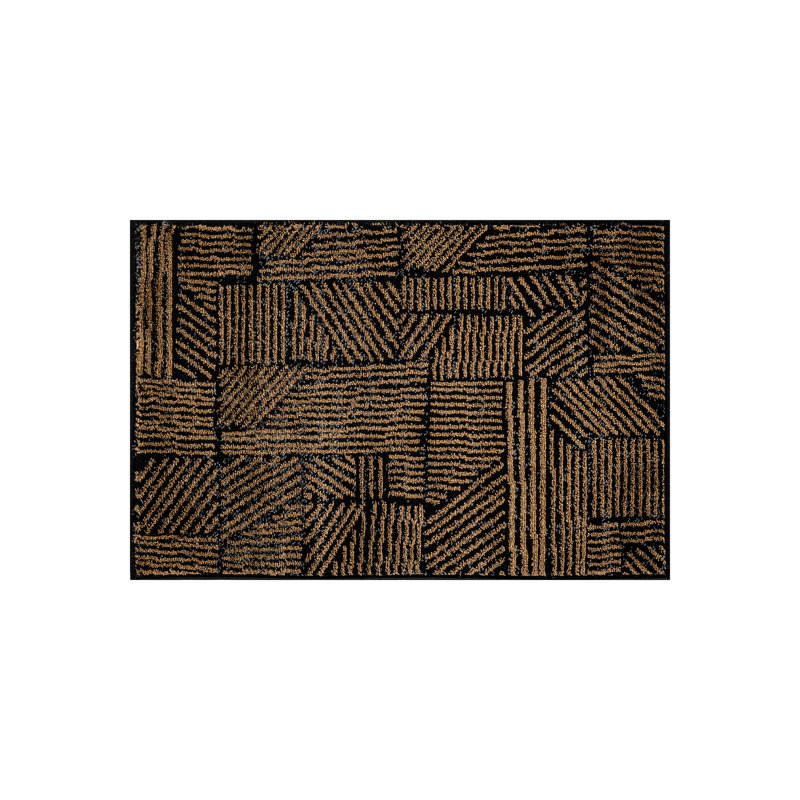 Rambo Geometric Black/Ivory Area Rug, Rectangle 2' x 3', Camel