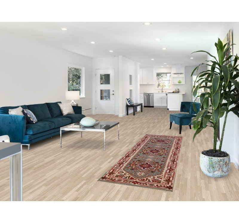 Tapis de couloir oriental bleu clair à motif géométrique 3x8