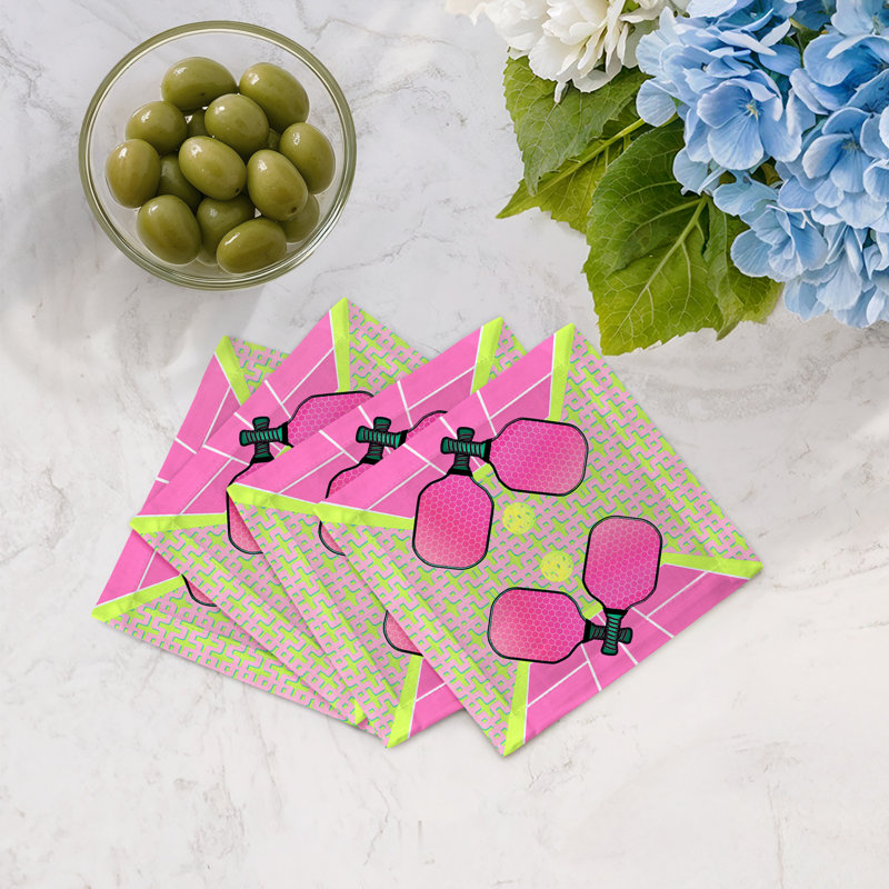 Pickelball Anyone Cotton Sateen Cocktail Napkins, Nancy Fran