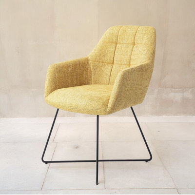 Zaina 48cm H Polyester Upholstered Metal Side Chair in Yellow