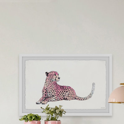 « pink cheetah »-impression d’art graphique sur papier encadrée