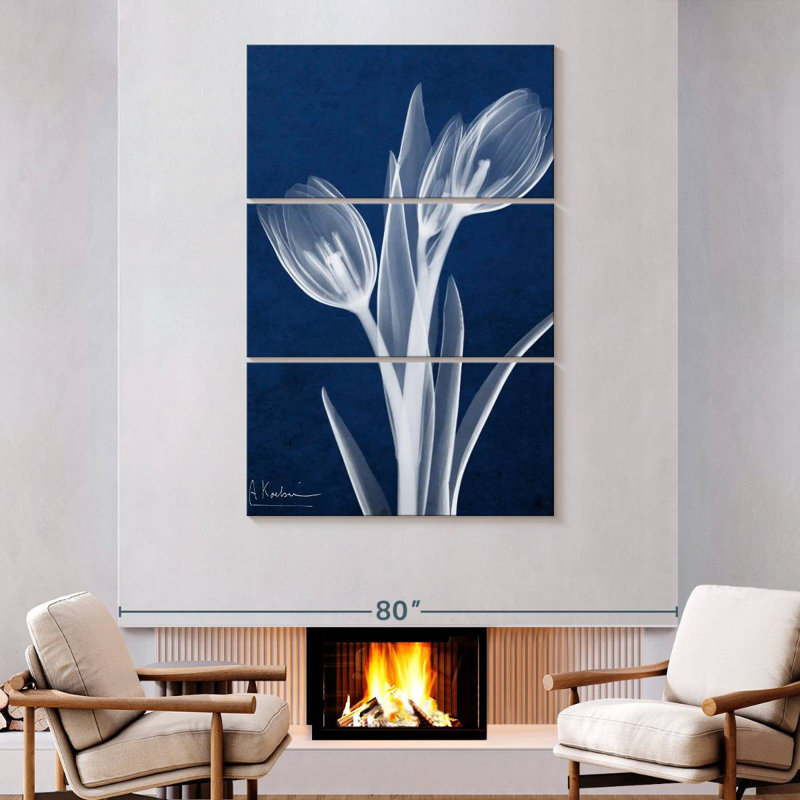 Harnek indigo tulipes I, 74" H x 48" W
