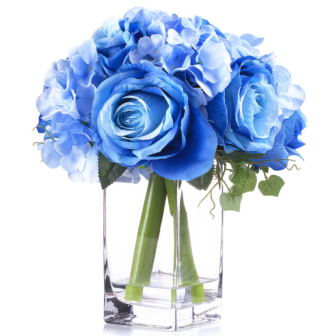 Roses and Hydrangeas Floral Arrangements in Vase House of Hampton® Flower 