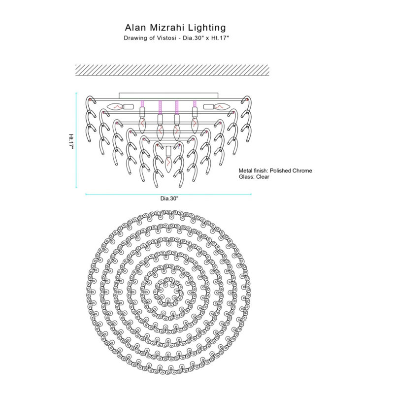 Lustre à 5 lumières Murana, Transparent, Laiton brossé, H 14 po x l 20 po x P 20 po
