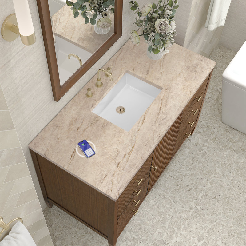 Myrrin 48'' W Single Vanity, Mid-Century Walnut, Tajnar Eclos