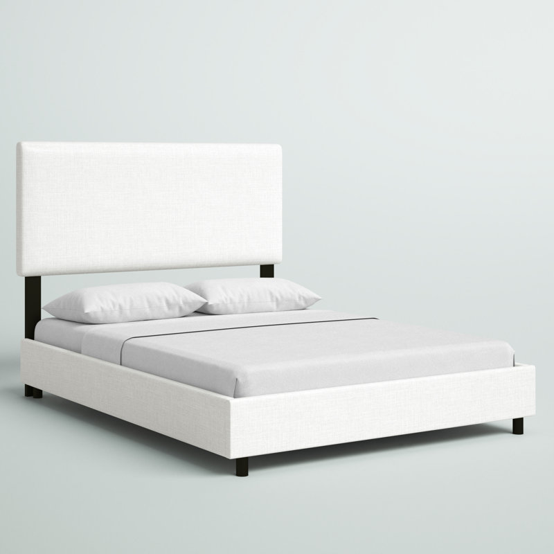 Simental Upholstered Standard Bed, King, Zuma White Textured Linen