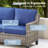 73.2" Outdoor Patio Sofa, 3-Seat Gray Rattan Couch With Blue Cushions Ideal For Balcony Or Porch-1575605477
