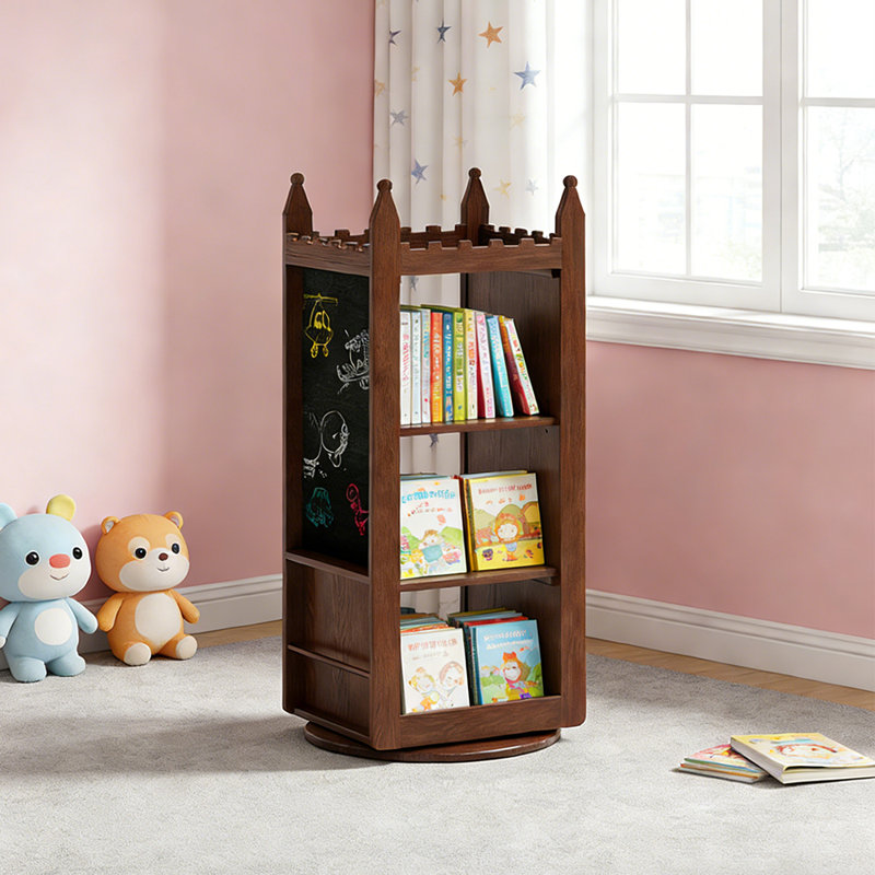 Bibliothèque simple et rotative en bois massif