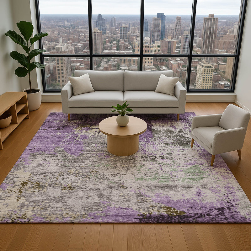 Premium Machine Washable Brandes AMF1911 Abstract Rug, Rectangle 10' x 14'