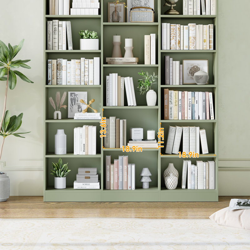 Wakil 74.02" H x 58.7" W 6-Tier Wood Bookcase, Green