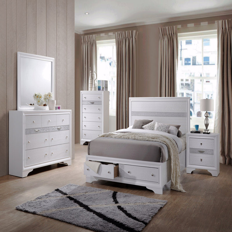 Commode 7 tiroirs Matrix Traditional en bois blanc