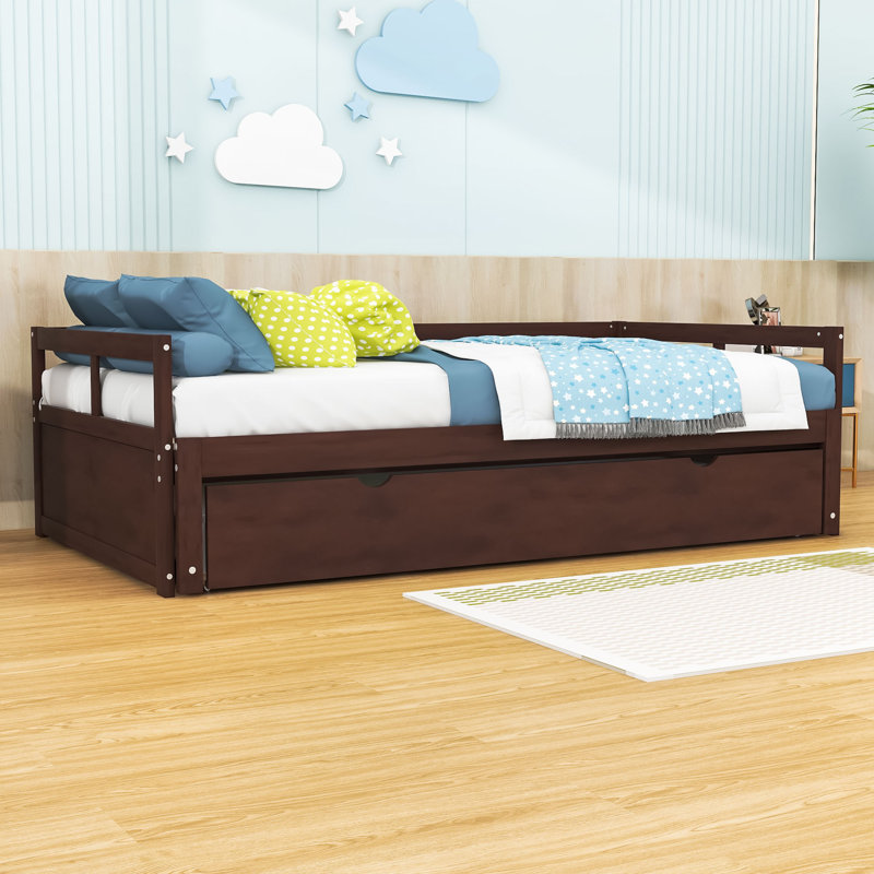 Dovber Twin Size Wooden Daybed with Trundle, Espresso