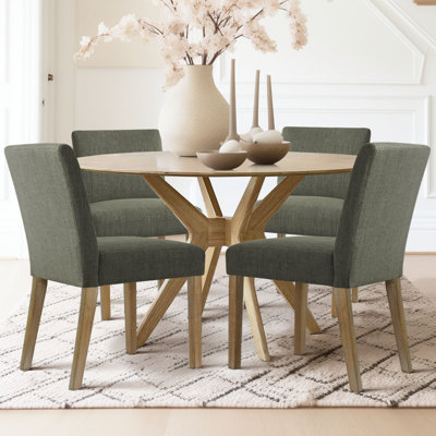 Encline Set of 4 Linen Upholstered 18.5'' Seat Height Solid Wood Dining Chair