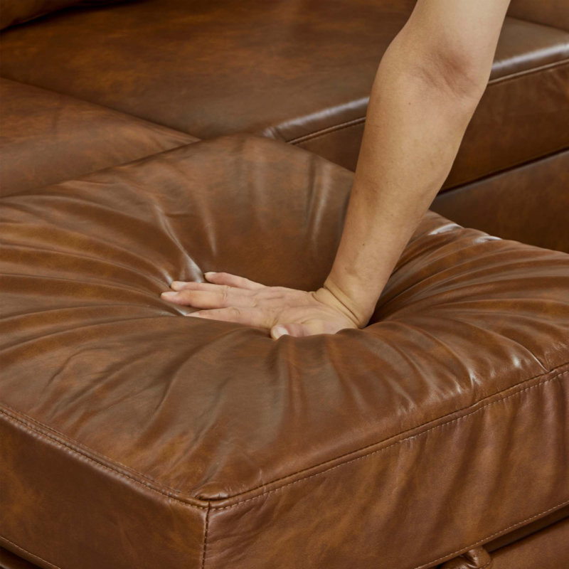 Canapé modulaire avec deux repose-pieds de rangement amovibles, canapé modulaire rembourré en similicuir respirant, canapé en similicuir