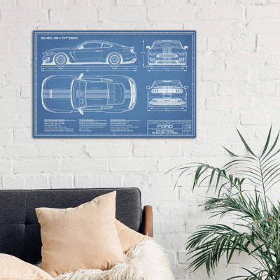 Shelby GT350 (2015-2019) Blueprint by Action Blueprints - Wrapped Canvas Print