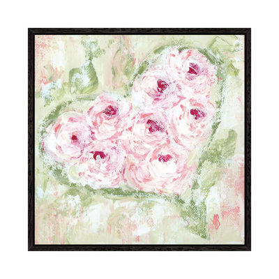 Pink Floral Heart by Ashley Bradley - Print on Canvas