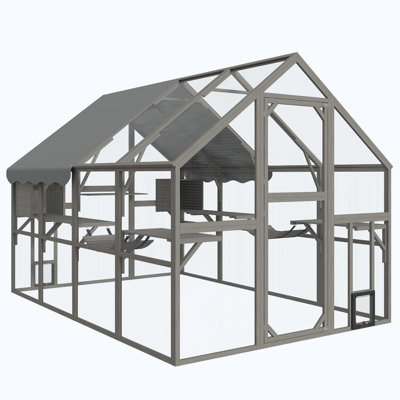 110" Outdoor Cat Enclosure, Large Walk-In Catio For Multiple Cats
