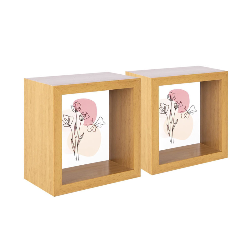 Nicola Spring - 3D Deep Box Photo Frames, 10cm x 10cm, Light Wood