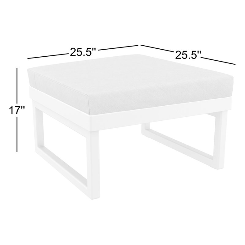 Repose-pieds d'extérieur avec coussin Lane, Taupe, Toile granit Sunbrella®