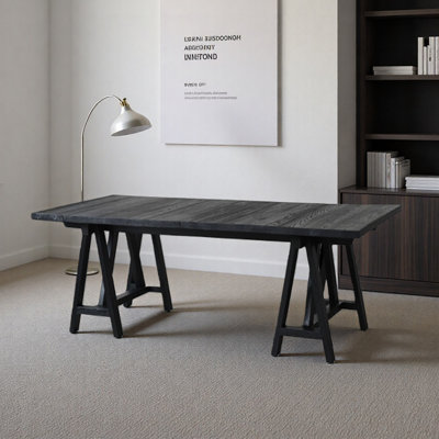 Black Large-sized Ash Wood Office Computer Desk