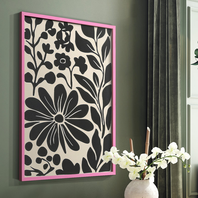 Imprimé floral Floral XV - prêt à être accroché , Rose, H 29 po x l 23 po