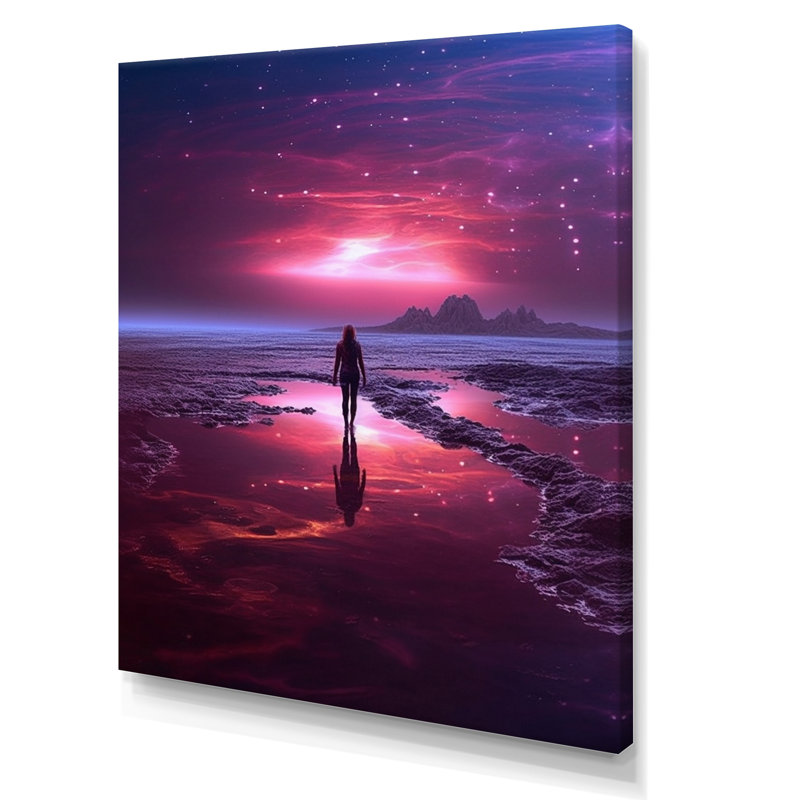 «Ocean Sunset Wandering Pink Bliss Infinity», reproduction, H 44 po x l 34 po x P 1,5 po, Toile tendue