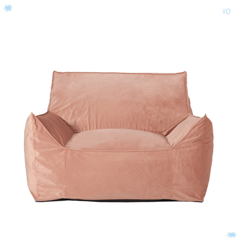 Fauteuil à billes en velours avec accoudoirs, Velours rose