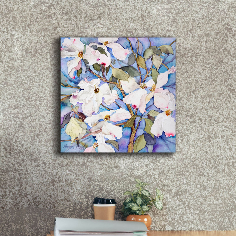 " Dogwoods, White " Print, 18" H x 18" W x 0.75" D