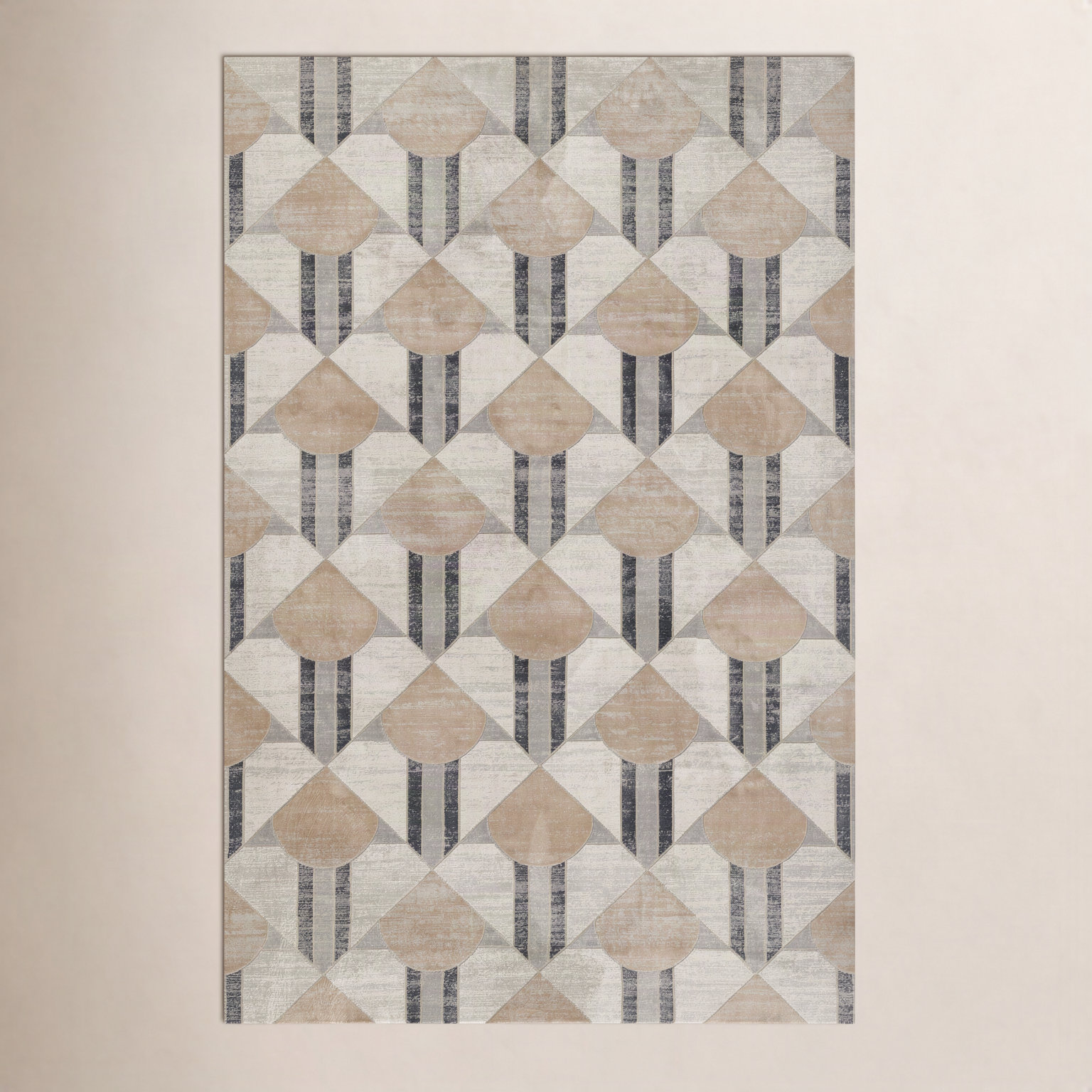 Solage Charcoal Geometric Rug, Rectangle 3'10" x 5'7"