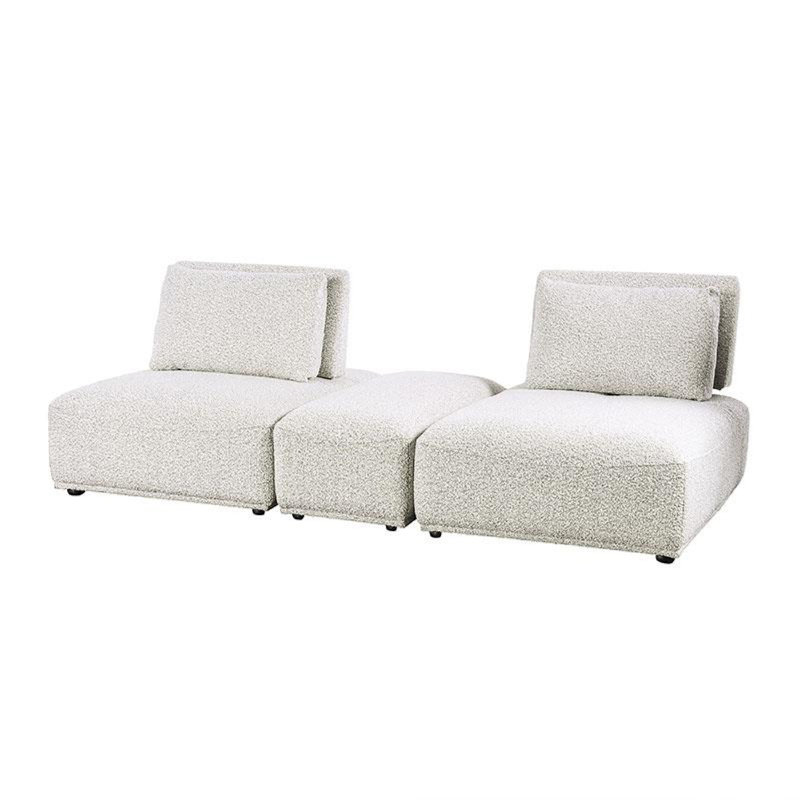 Stavan Modular Curved 2 Seat Sofa Set, Adjustable Backs, Light Gray Boucle