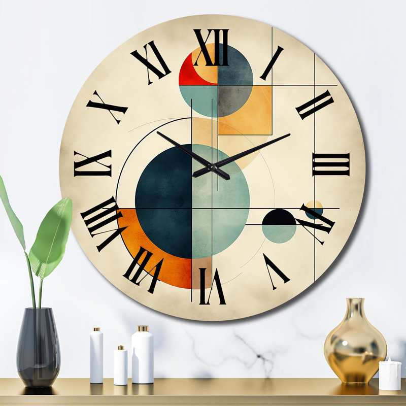 Syncronicities Midcentury Elegant Retro Art II - Horloge murale moderne Mid-Century, Grand