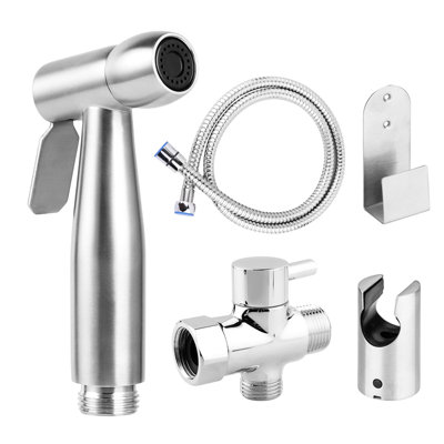 Bidet pour toilette - Système de nettoyage portatif, en acier inoxydable et en tissu