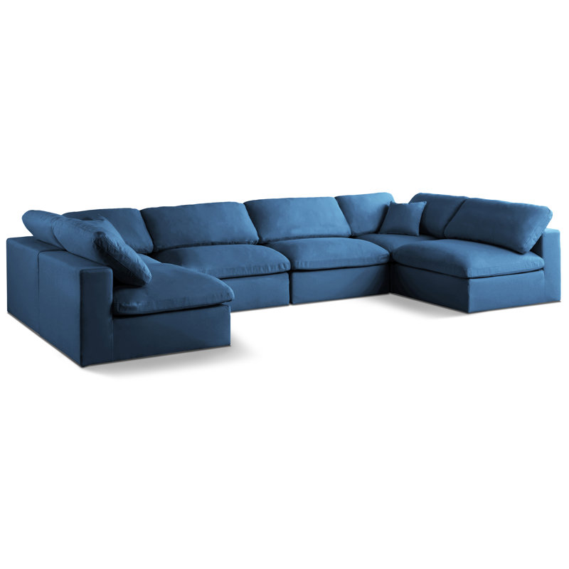 Jocqua Velvet U-Shaped Sectional Reversible, Navy Velvet