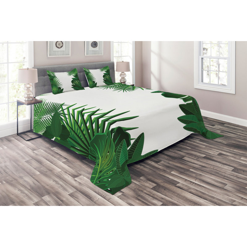 Vibrant Coastal Floral Coverlet, King Bedspread + 2 Shams