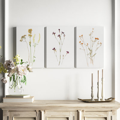 Pressed Botanical I - Ensemble de 3 reproductions sur toiles tendues